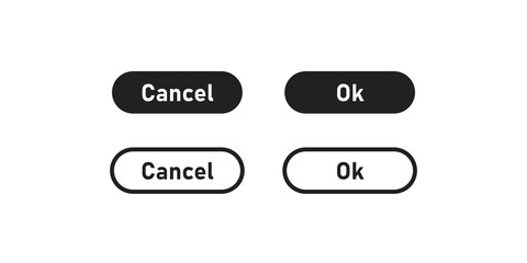 Ok and cancel, simple web window button icon set. Computer illustration concept in vector flat