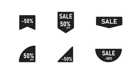 Sale ribbon, simple icon set for your design. Price sticker, web illustration in vector flat