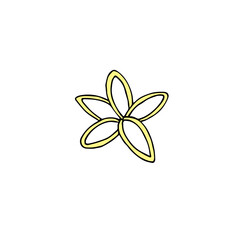 Vector hand drawn doodle sketch colored coconut flower isolated on white background