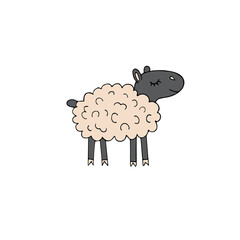 Vector hand drawn doodle sketch colored sheep isolated on white background