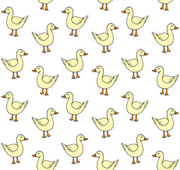 Vector seamless pattern of colored hand drawn doodle sketch duck isolated on white background