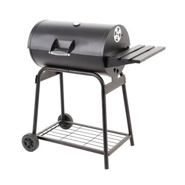 Barbecue Smoker or Barbecue Grill Isolated on White Background. BBQ Grillware Grill. Outdoor Cooking Station. Outdoor Grill Table. Clipping Path