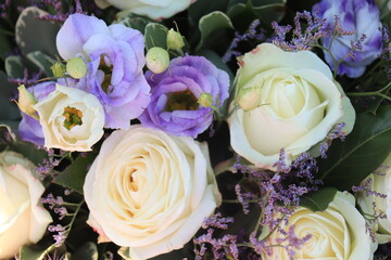 White and purple flower arrangement