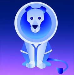 Blue lion-astronaut in the spacesuit