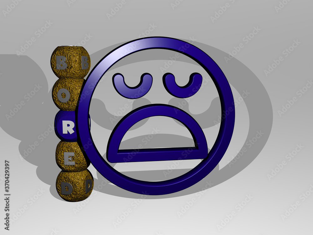Poster 3d graphical image of bored vertically along with text built around the icon by metallic cubic lette