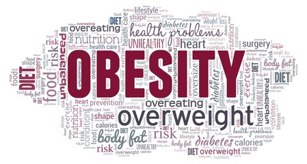 Obesity word cloud isolated on a white background