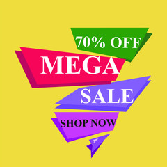 Mega Sale Banner. Final Template. Vector Illustration. Total sale