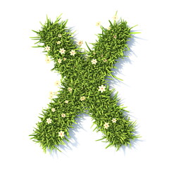 Grass font Letter X 3D