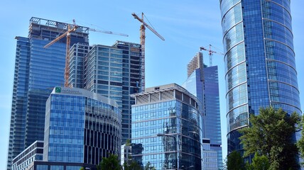 High-rise building under construction. Modern office building.