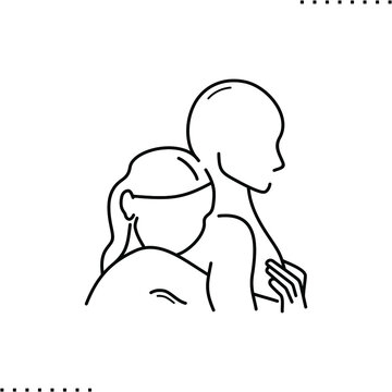 woman embraces man vector icon in outlines