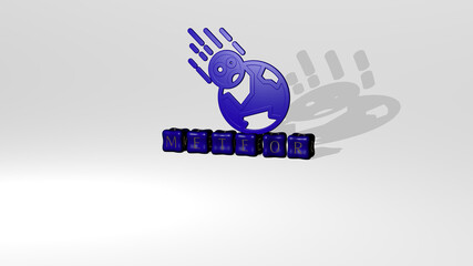 3D illustration of METEOR graphics and text made by metallic dice letters for the related meanings of the concept and presentations. background and astronomy