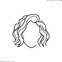 wavy short hair style vector icon in outlines