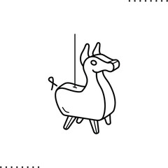 pinata game. beat sweets from horse, child`s party vector icon in outlines