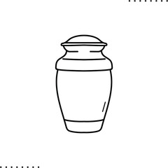 funeral urn and cremation jewelry for human ashes vector icon in outlines