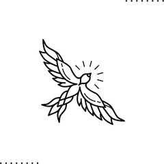 predator, bird flying vector icon in outlines