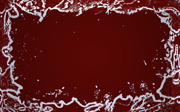 Deep Red Wallpaper, Background Graphic With Splattered White Paint On Edges As Border, 3d, With Space For Copy, Text