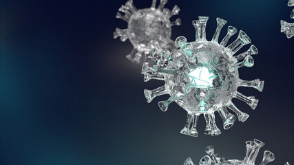 clear virus in black background  for  coronavirus content 3d rendering.
