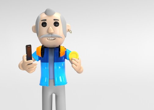 Hombre guapo con tel&eacute;fono m&oacute;vil sobre fondo de color