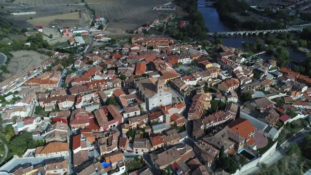 Simancas, historical village of Valladolid,Spain. Aerial Drone Footage