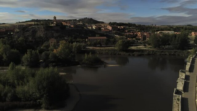 Simancas, historical village of Valladolid,Spain. Aerial Drone Footage