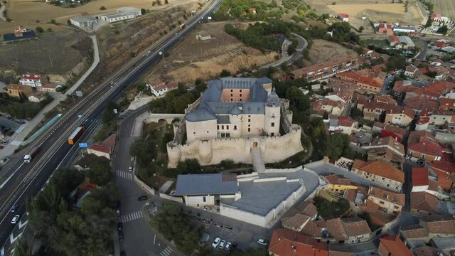 Simancas, historical village of Valladolid,Spain. Aerial Drone Footage