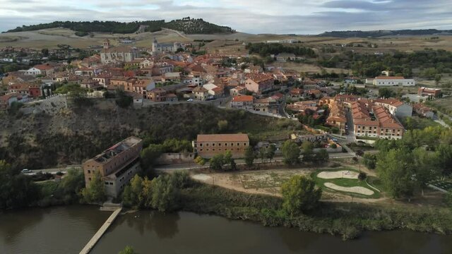 Simancas, historical village of Valladolid,Spain. Aerial Drone Footage
