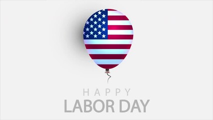 USA balloon with labor day lettering, art video illustration.