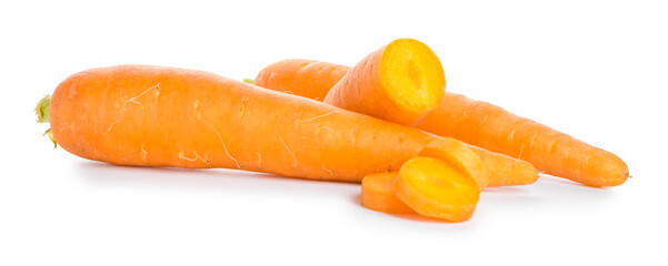 Fresh carrots on white background