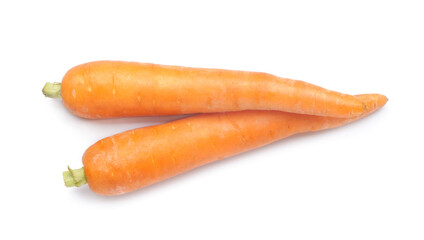 Fresh carrots on white background