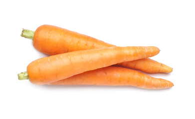 Fresh carrots on white background