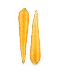 Cut fresh carrot on white background