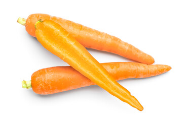Fresh carrots on white background