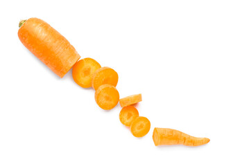 Cut fresh carrot on white background