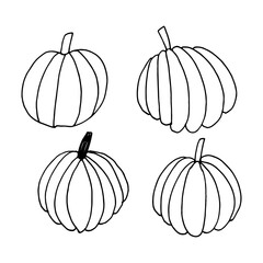 Hand-drawn pumpkin sketch pen set.