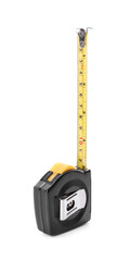 Measuring tape on white background