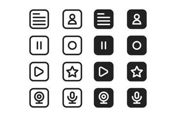 Webcam sign icons set concept. Isolated web camera , microphone , play streaming Video conference icon set symbol on white background Vector illustration