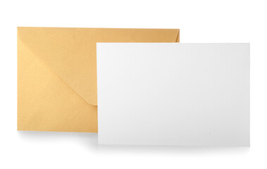 Blank card with envelope on white background