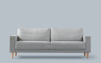 Stylish sofa on light background