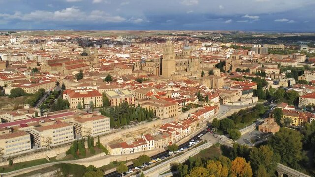 Salamanca, Beautiful city of Spain. Aerial Drone Footage