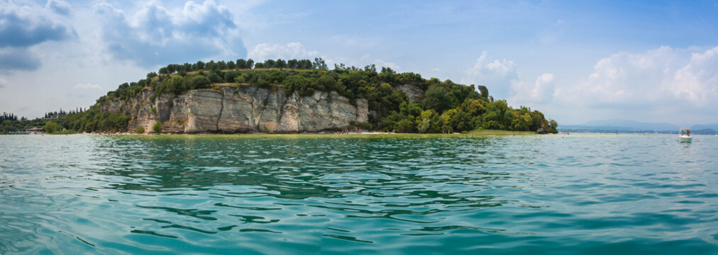panorama of Island at lake garda, Italy,