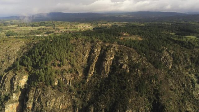 Sil River Canyon. Landscape in Ribeira Sacra. Galicia,Spain. Aerial Drone Footage