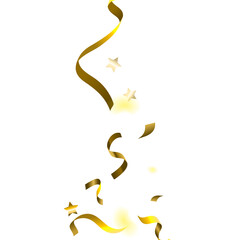 Holiday Serpentine. Gold Foil Streamers Ribbons.