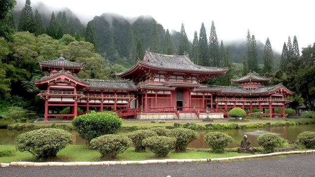 Buddhist temple in the Valey of the Temples in Oahu, Hawaii