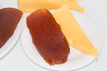 Sweet potato and quince cheese and sweet. Traditional dessert of Uruguayan and Argentine gastronomy