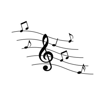 Music notes on white background, vector illustration.