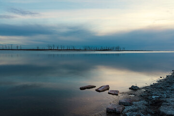 sunset over the river