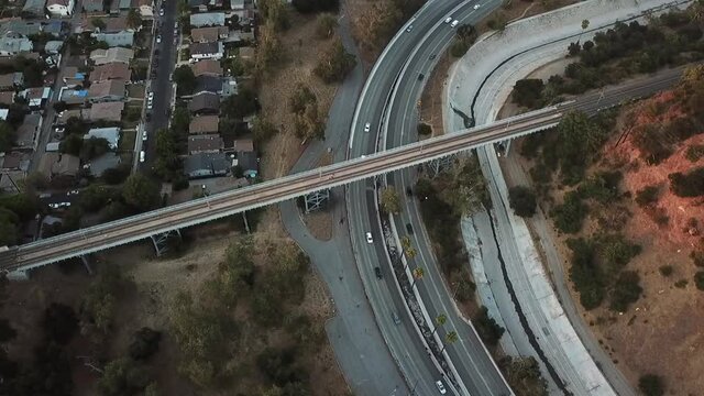 train track on the 110 freeway curve 