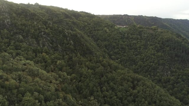Beautiful landscape in mountains. Ribeira Sacra. Galicia,Spain. Aerial Drone Footage