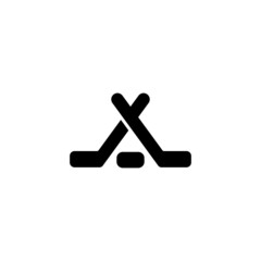 Ice Hockey icon in black flat glyph, filled style isolated on white background