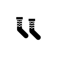 Winter Sock Icon in black flat glyph, filled style isolated on white background